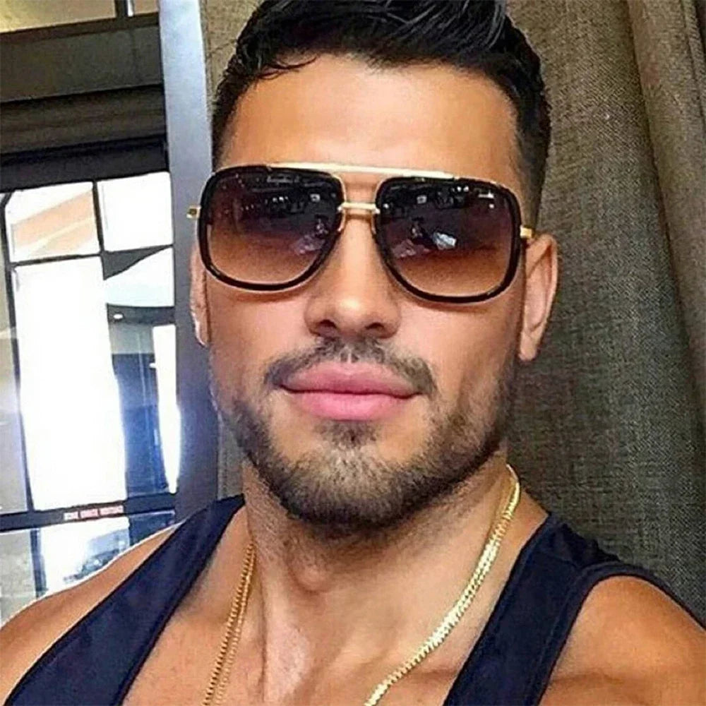 Classic Oversized Men Sunglasses Luxury Brand Women Mach One Sun Glasses Square Retro Oculos De Sol Male UV400 Mirror Eyewear