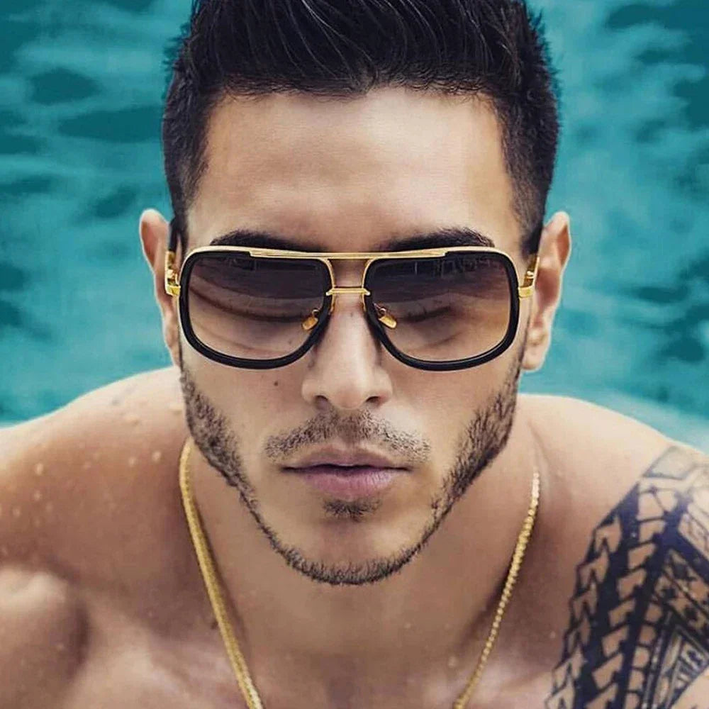 Classic Oversized Men Sunglasses Luxury Brand Women Mach One Sun Glasses Square Retro Oculos De Sol Male UV400 Mirror Eyewear